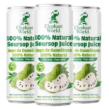 100 Natural Soursop Juice 10.8 oz - Pack of 12 - Healthy Drink Option