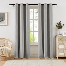 100 Blackout Linen Curtains for 42"W x 84"L Pack of 2 , Grey