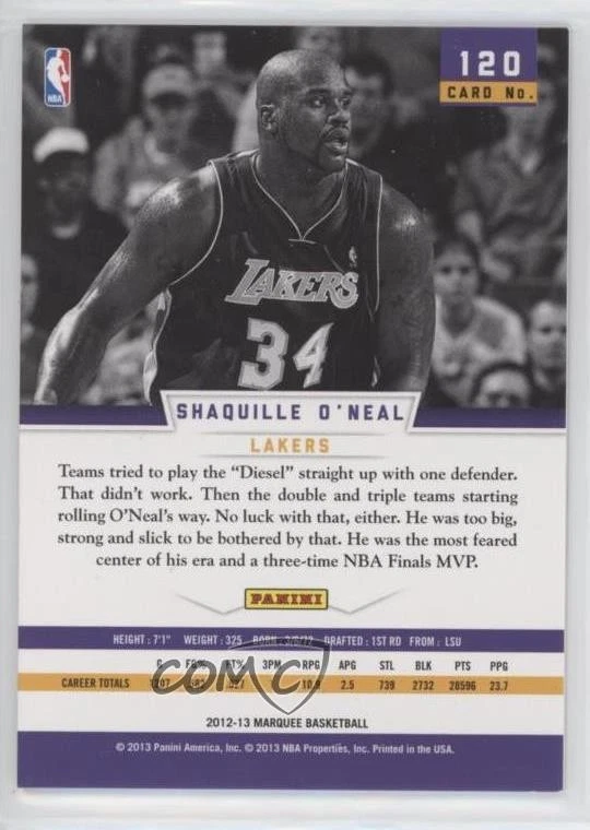2012-13 Panini Marquee Shaquille O'Neal #120 HOF - Image 2 of 2