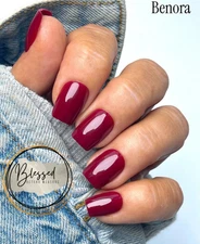 Red Aspen Press On Nails Berry Convincing, Benora Short • Coffin • Shiny