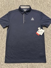 Reebok Mens Peformance Jacquard Polo -Navy - Small - Brand New w/ Tags