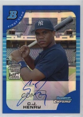 2005 Bowman Draft Chrome Blue Refractor 98/150 CJ Henry Rookie Auto RC 0o48