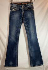 Rock Revival Jen Boot Cut Jeans Women's Size 26 Blue Embellished 28x33 NICE