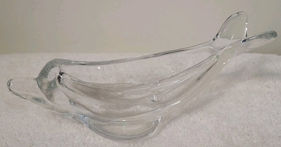 Vannes Le Chatel French Crystal Art Glass Dolphin Trinket Jewelry Holder