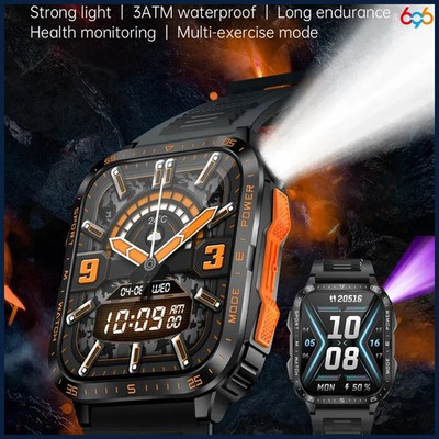 1.96  Bluetooth Smart Watch Fitness Tracker 3ATM Waterproof for iPhone Android