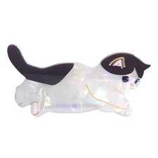 Cute Cat Hair Clip Funny Acetate Claw Small Clips Women Black White Accessory