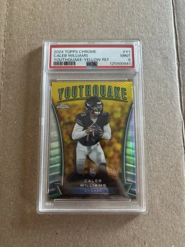Topps Chrome 2024 Youthquake Caleb Williams Yellow Refractor 2/75 PSA 9 Bears