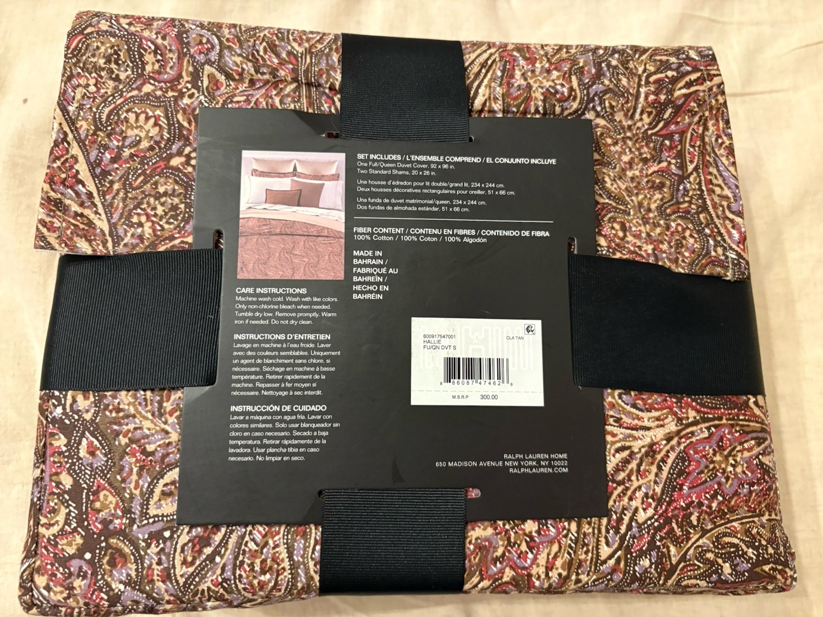 3p RALPH LAUREN Hallie Full Queen Cotton Sateen Duvet Cover & Shams Set NIP $300