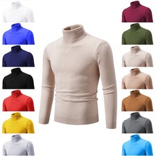 Rollkragen Pullover Herren Sweater Rolli Stretch Pullover Longsleeve Sweatshirt,