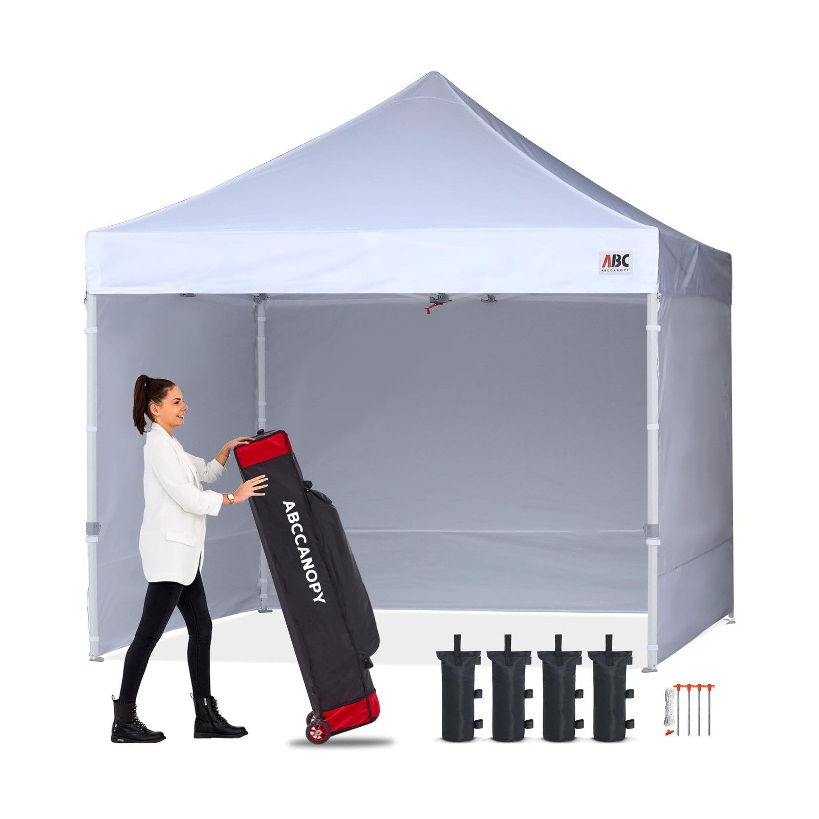 Easy Pop Up Canopy Tent With Sidewalls 10x10 Commercial -series, Wh...