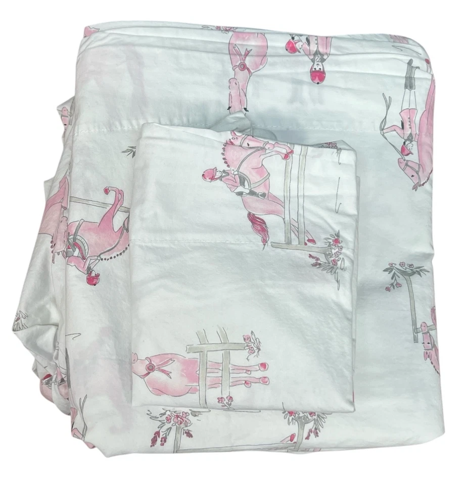 Juego de 3 sábanas dobles Pottery Barn Kids Laura Horse ecuestre (retirado) Foto 2 de 4