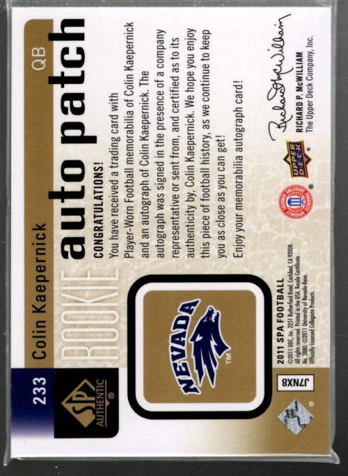 B3818- 2011 SP Authentic #233 Colin Kaepernick Auto Jersey /699 SAMPLE PIC - Image 2 of 2