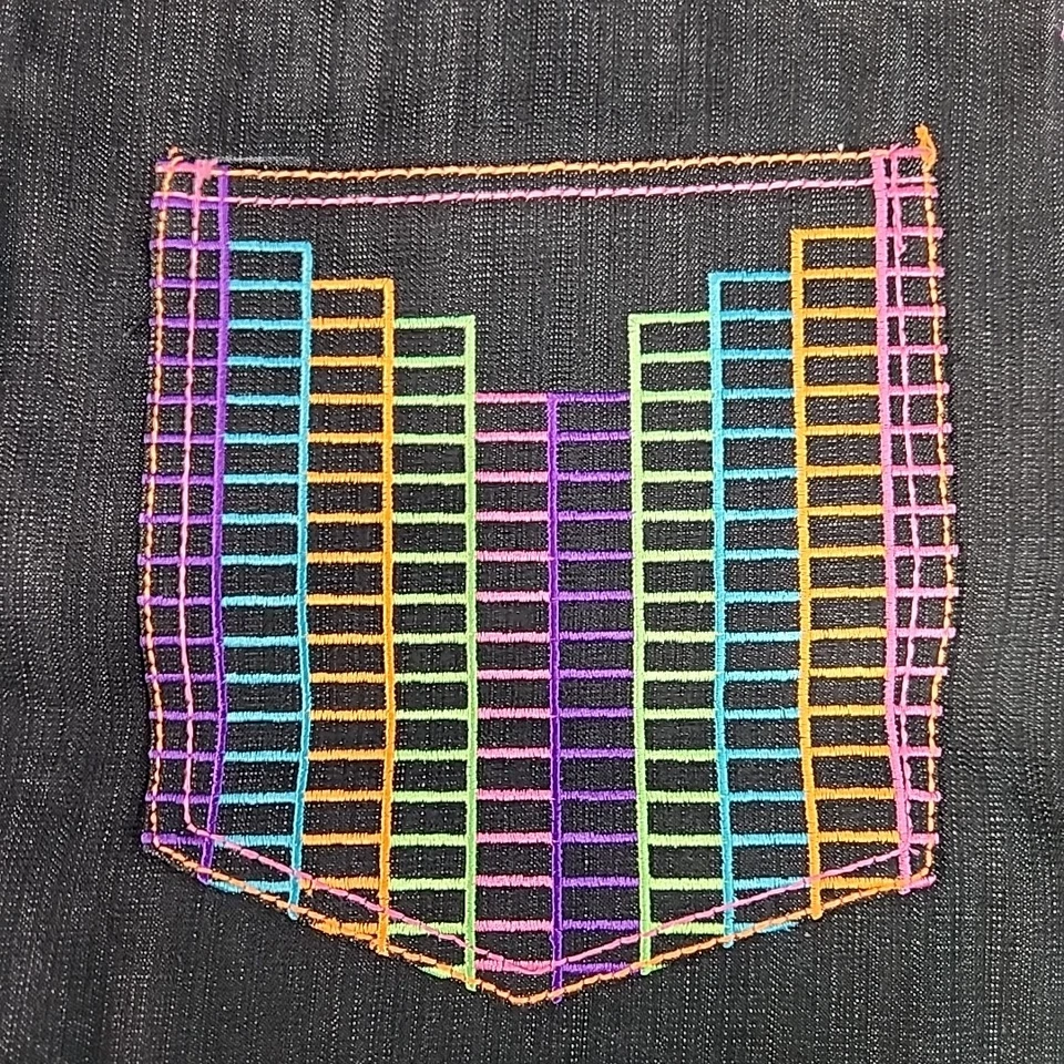 Refuse Denim Embroidered Rainbow Bricks Pocket Jeans Y2K NEW OS 40x32 CL09-01 - Image 4 of 4