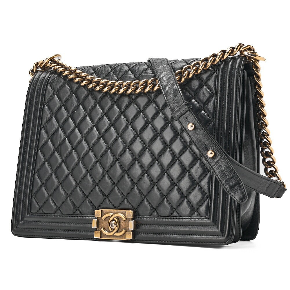 CHANEL Boy Bag Matelasse Leather Large Chain Shoulder Bag 572527