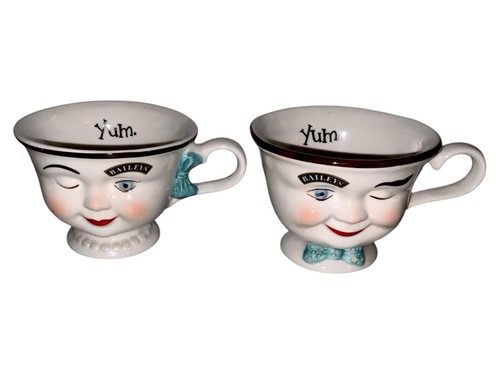 Vintage Bailey’s Irish Cream Coffee Punch Cups Winking Man And Woman