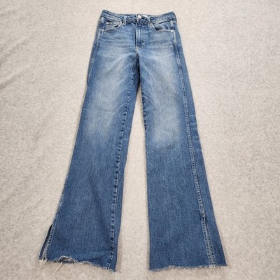 Amo Jeans Women 26 Blue Denim Georgia Split Flare Stretch Mid Rise Light Wash