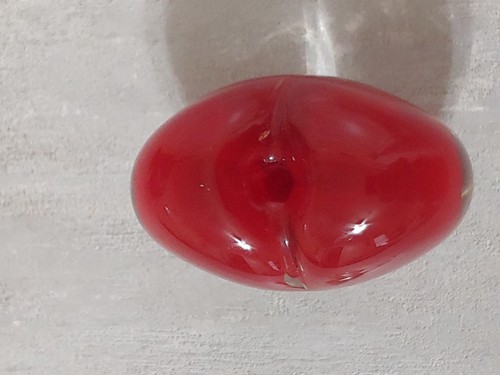 Rotes Glas Herzform 2,5" Parfüm Flakon mit Blume Floral Dauber unsigniert - Bild 9 von 12