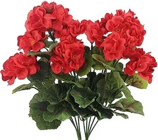 2 Pcs Artificial Geranium Flowers UV Resistant Red