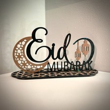 EID MUBARAK Standing Table Sign MOON LANTER ACRYLIC|Traditional Party Decoration