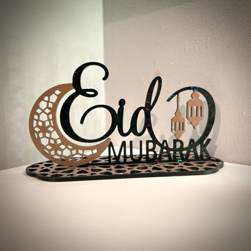 EID MUBARAK Standing Table Sign MOON LANTER ACRYLIC|Traditional Party Decoration - Picture 1 of 15