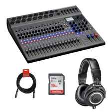 Zoom LiveTrak L-20 20-Input Digital Mixer w/ ATH-M50x Headphne, 16GB Memory Card