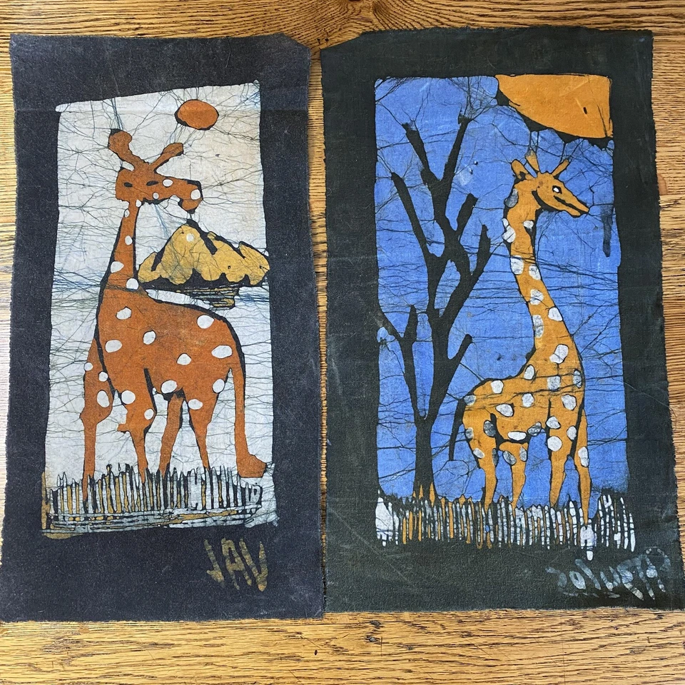 Африканская окрашенная вручную ткань батик с принтом жирафа хлопок настенные подвески с подписью - Изображение 2 из 4