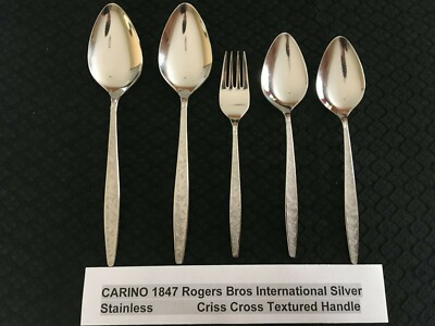 Lot of 5 Carino by 1847 Rogers Bros IS (2) Serving (2) Soup Spoon (1) Salad Fork