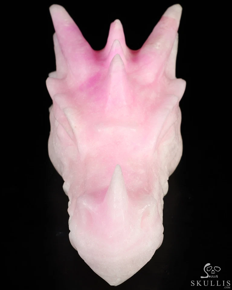Escultura de calavera cabeza de dragón de cristal tallada a mano aragonita rosa de 5,8", curación Foto 2 de 4