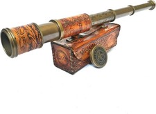 Nautical Handheld Pirate Brass Telescope with Box/Case,Sailor Home Decor Pirate