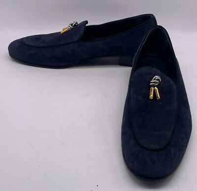 Giuseppe Zanotti Mens Navy Blue Suede Loafers sz 46 us 13 | eBay display picture 2