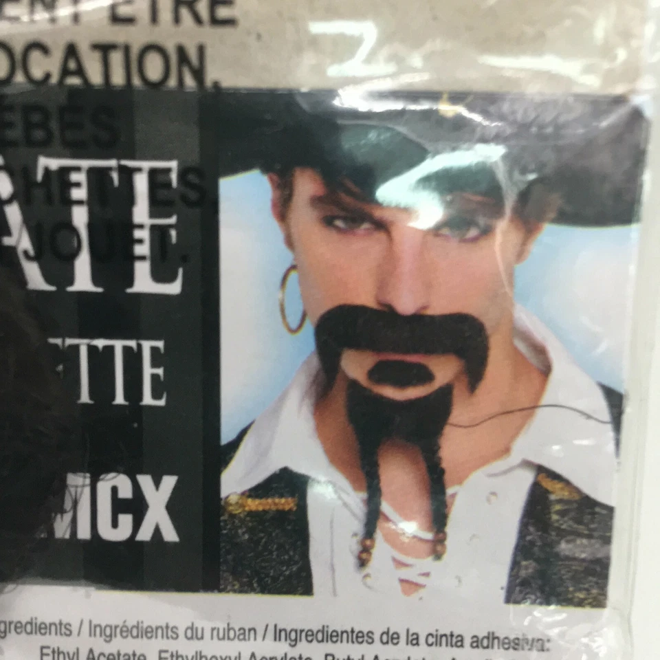 Conjunto de pelo facial de barba y bigote pirata caribeño para hombre talla única Foto 2 de 2