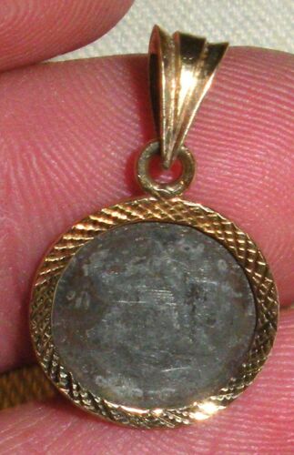 VINTAGE 14K GOLD STAR OF DAVID SILVER 3 CENT COIN 