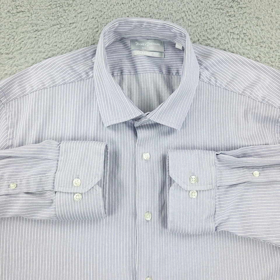 Camisa Hickey Freeman Para Hombres 17 1/2 Púrpura Negocios Oficina Informal Clásica Viaje Foto 2 de 4
