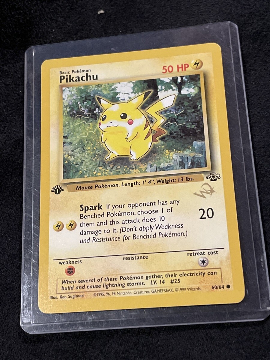 Pikachu GOLD W STAMP Pokemon Card Jungle 1st Edition 60/64