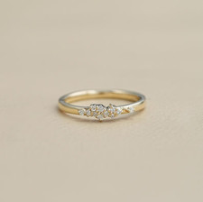 Minimalist Natural Diamond Cluster Band/ 14k Yellow Gold Stacking Band/ Perfect