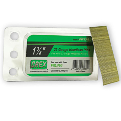 Grex #P6/30-2.5 1-3/16'' 23 Gauge 2,500-Pack Headless Pins