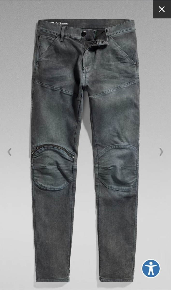 G-Star Raw Men's 5620 Knee Zip Skinny Jeans Dark Aged Gray