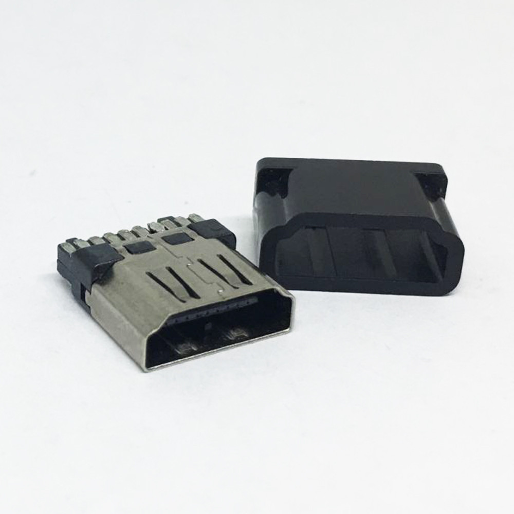 10pcs HDMI 19pin Female Soldering Socket with Black Plastic Moulded Housing