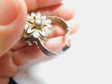 Flower Textured Gold Tone Metal Glove Holder Vintage