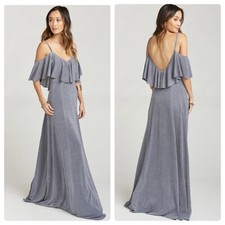 Show Me Your Mumu Renee Ruffle Maxi Dress Dancing Queen Shine Smoke S Small NWT