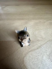 Hagen Renaker Tan and Black Sitting Up Pig