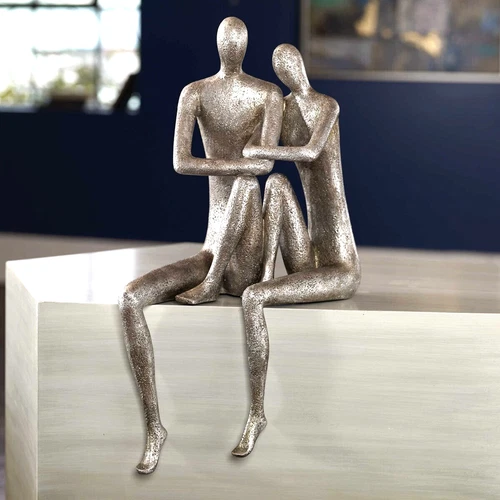 Courtship Figurine Modern Sculpture Statue Antique Nickel Finish Uttermost 18992 - Picture 4 of 7