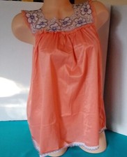 Vintage 60-70's Peach Lacey Short Babydoll Nightie Medium from Europe