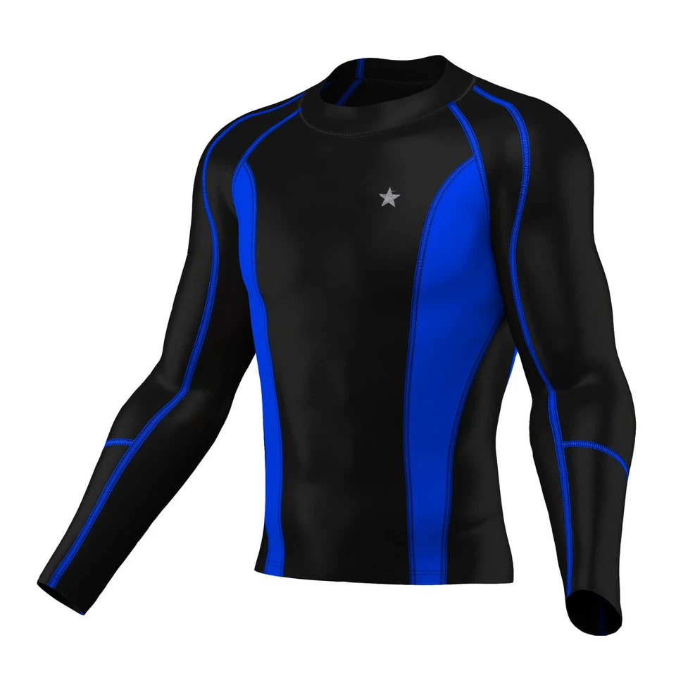 Mens Compression Armour Base Layer Top Long Sleeve Thermal Gym Sports Shirt - Image 2 of 4
