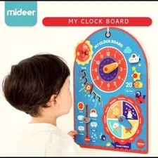 Jamohom My Clock Board Kids All About Today Calendar Board Clock Learning Toy