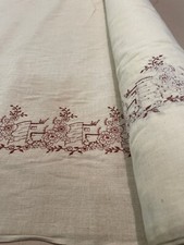 TESSUTO IN MISTO LINO RICAMATO ART 2107 7B  STOCK SCONTI FINO AL 90%PREZZO AL MT