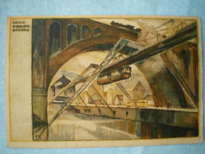 38490 AK ELBERFELD Borner Brücke Künstlerkarte Wilh Greiner Litho Schwebebahn