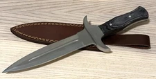 12” Ashwood Dagger Full Tang Double Edge Steel Hilt Wide Sharp Leather Sheath 