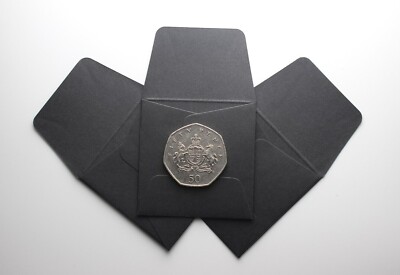 Papier Münzumschläge - PH neutral für 50p, £1, £2, £5 Münzen - B Größe 50mm x 50mm