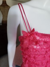 VINTAGE NIGHTGOWN CINEMA ETOILE HOT PINK LACE AND RUFFLES SIMPLY IRRESISTIBLE
